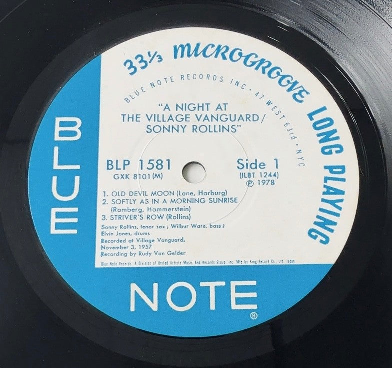 Sonny Rollins- A Night At The Village Vanguard [VINYL] (VG+/ VG) / BLUE NOTE  JAPAN w/obi